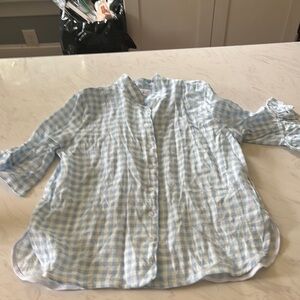 Sleeper Blue and White Gingham Button Down Shirt Relaxed Fit